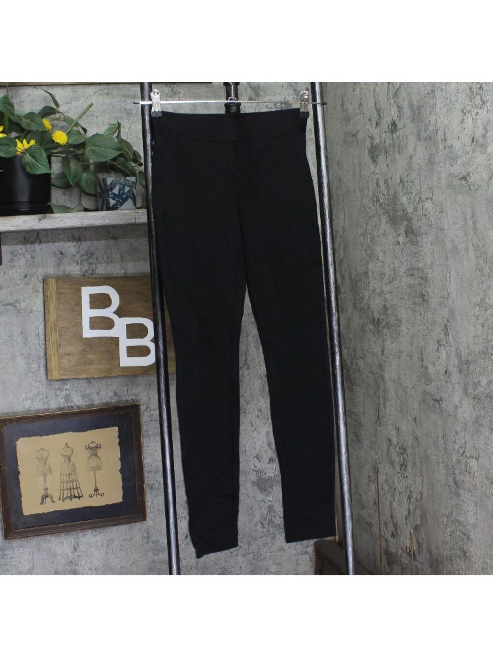 Bar III Womens Ponte Elastic Waist Studded Pull On Dress Pants Black XS